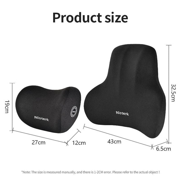 2-Pcs Nira Memory Foam Car Headrest & Lumbar Support Cushion
